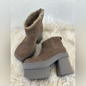 🍄‍🟫UGG New Heights Brown Platform Ankle Boots Wonen’s 7